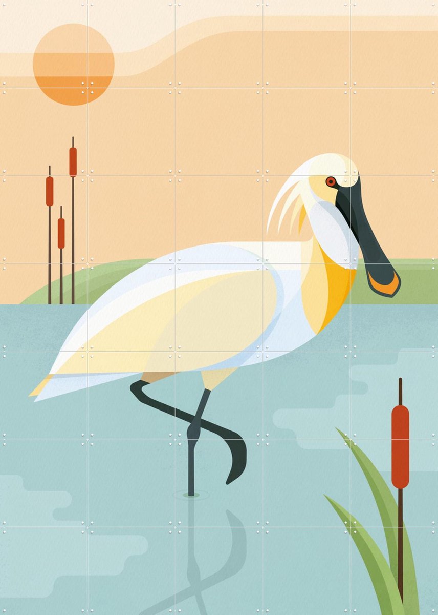 IXXI Lepelaar, Elke Uijtewaal - 100 x 140 cm - Gratis ophangtool - Grote wanddecoratie en posters - Digitale Kunst, Geometrische Kunst, Grafisch