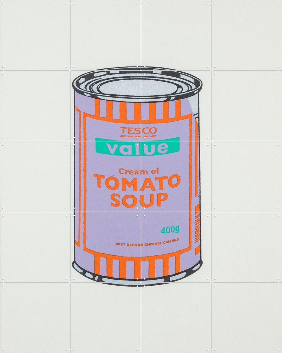 IXXI Tomato Soup Can II, Banksy - 80 x 100 cm - Gratis ophangtool - Grote wanddecoratie en posters - Pop art, Speels, Street art, Illustraties
