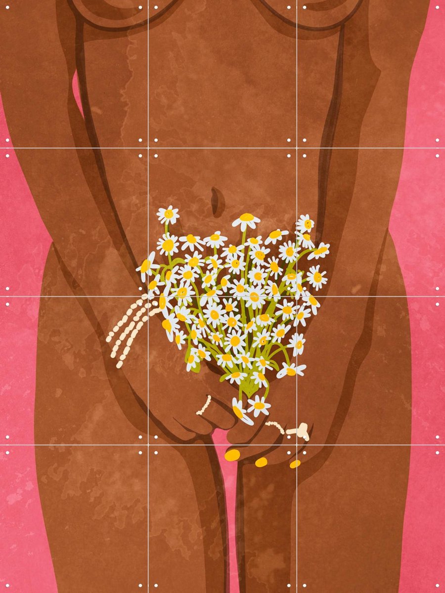 IXXI Wearing Flowers, Raissa Oltmanns - 60 x 80 cm - Gratis ophangtool - Grote wanddecoratie en posters - Speels, Grafisch Ontwerp, Kleurrijk