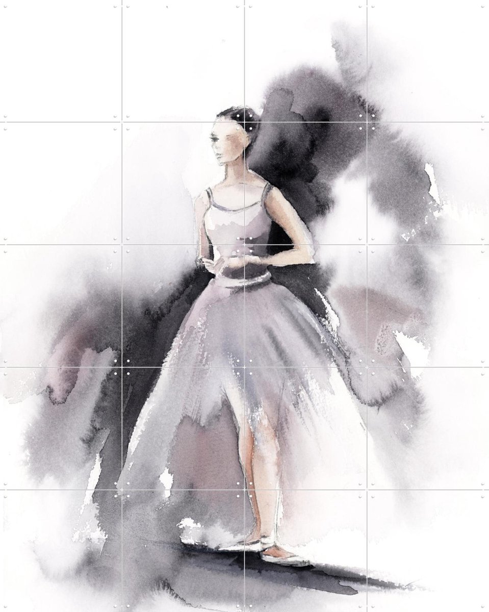 IXXI Ballerina Purple 1, Canot Stop Painting - 80 x 100 cm - Gratis ophangtool - Grote wanddecoratie en posters - Aquarel, Illustraties, Woonkamer