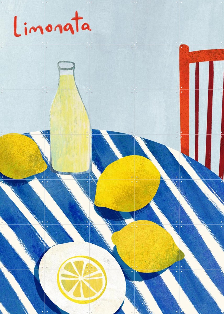 IXXI Lemons & Lemonade, Henry Rivers - 100 x 140 cm - Gratis ophangtool - Grote wanddecoratie en posters - Speels, Kleurrijk, Illustraties, Keuken