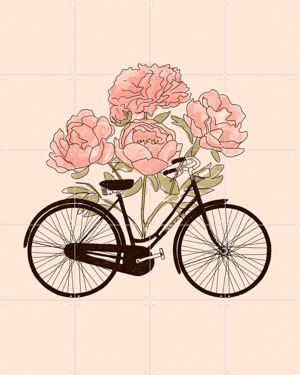 IXXI Bicycle Cities Paris, Florent Bodart - 80 x 100 cm - Gratis ophangtool - Grote wanddecoratie en posters - Line art, Illustraties, Speels
