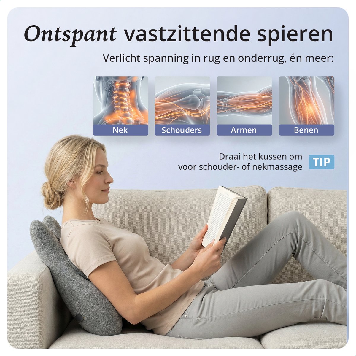 Lifeproducts Massagekussen met Memory Foam - Nekmassage Apparaat - Rug Massageapparaat - Massage voor Nek en Rug - Shiatsu Nek Massage Apparaat met Warmtefunctie — cadeau in Cadeau-ideeën - foto 2