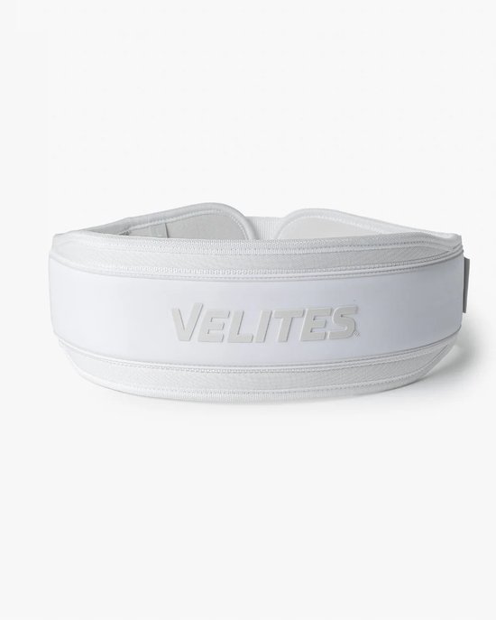 Witte Velites riem met 'VELITES' logo op de voorkant.