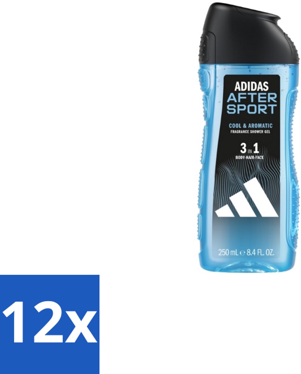 Adidas Shower Gel After Sport 250 ml - Voordeelverpakking - 12 stuks