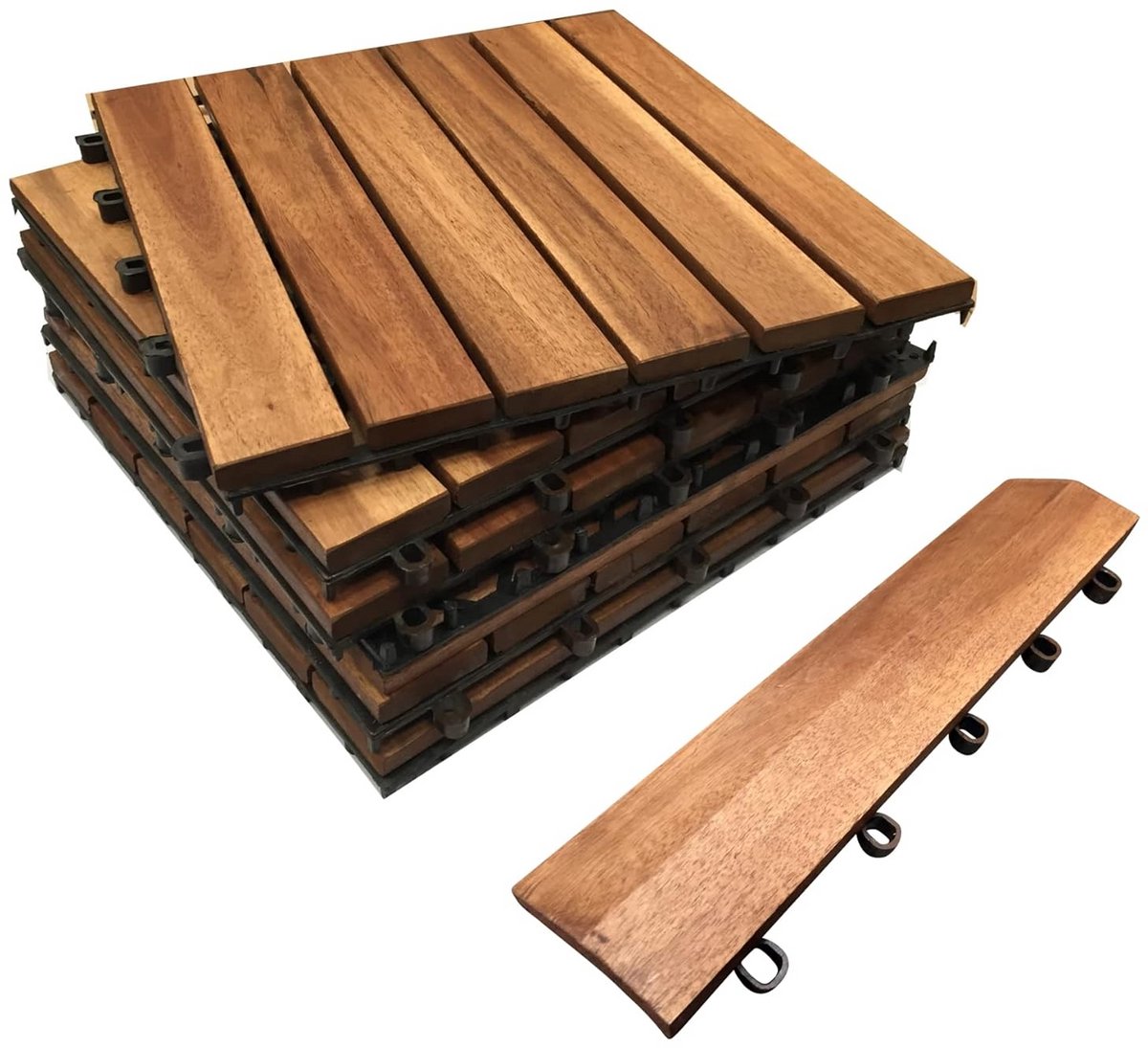Acacia Hardhouten Terrastegels met Rechte Randen - Kliksysteem voor Balkon, Tuin en Buiten Vloer