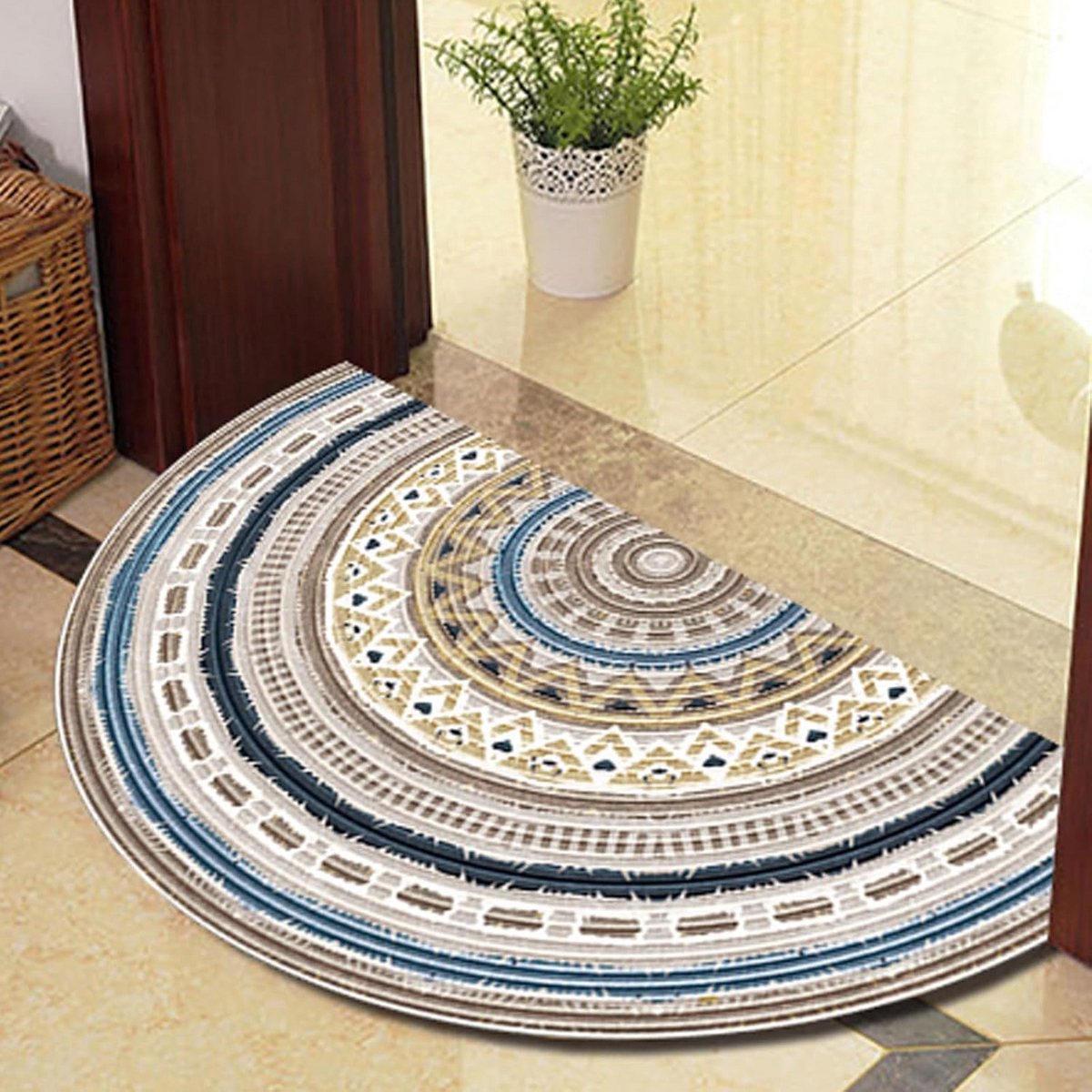 Halfronde Deurmat Binnendeur Antislip Wasbaar - Zware Kwaliteit Keukentapijt 60x100 cm Bru