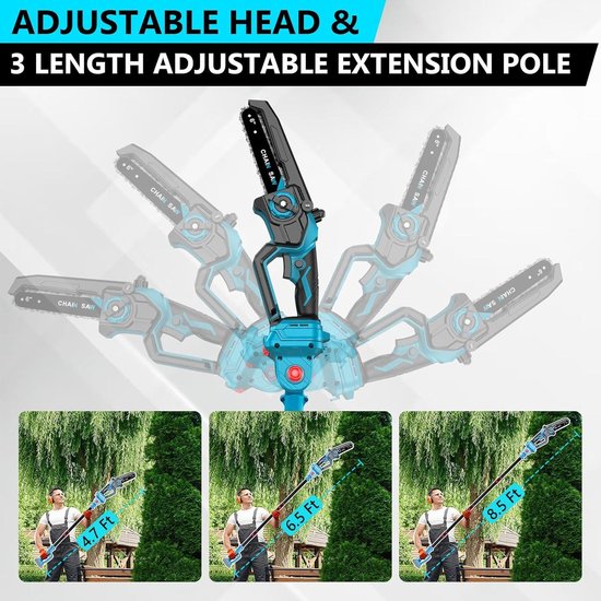 Professionele Accu Takkenzaag met Telescoopsteel en Borstelloze Motor - 6 Inch 2-in-1 Takkenzaag voor Efficiënt Snoeien van Takken en Heggen van Merkloos	 — afbeelding 3