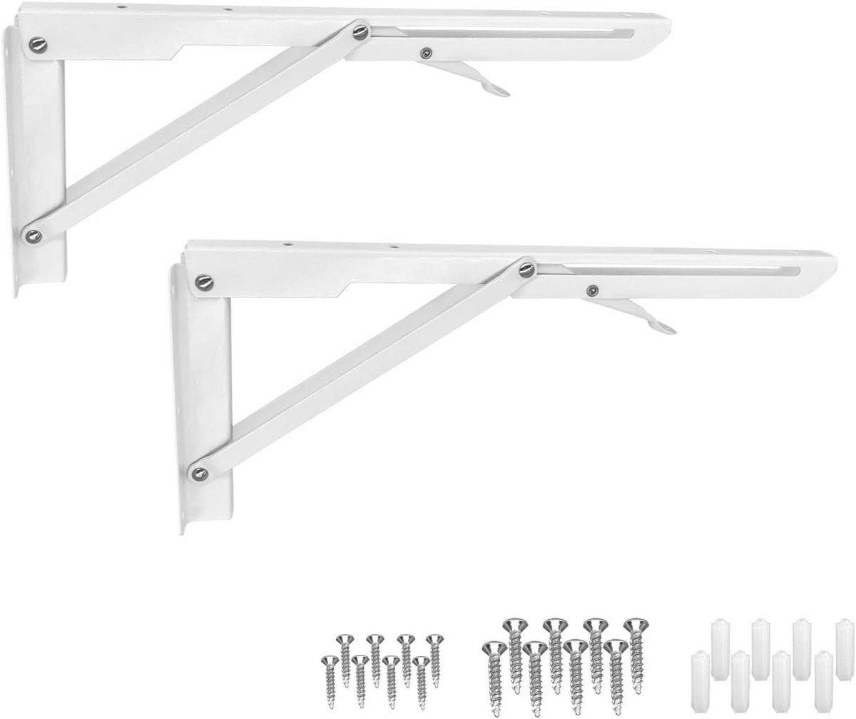 Stevige Opvouwbare Plankbeugels 12 Inch Wit - Zware Kwaliteit Metalen Driehoek Steunen