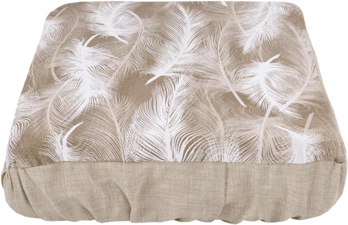 Set van 4 Beige Stoelkussens met Veerpatroon - 40x40 cm - Met Elastische Band voor Eetkamerstoel