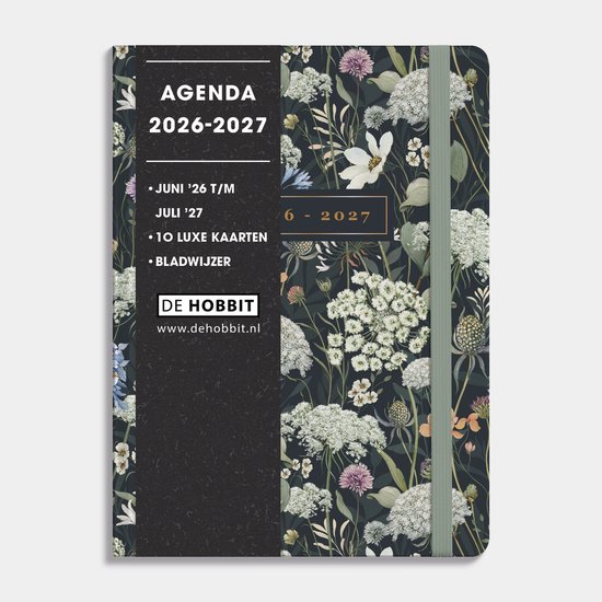 Hobbit - Soft Pocket Agenda 2026-2027 - Agenda A6 (14 x 10,5 cm) - A6 agenda met zachte kaft - 1 week op 2 pagina's - Weidebloemen