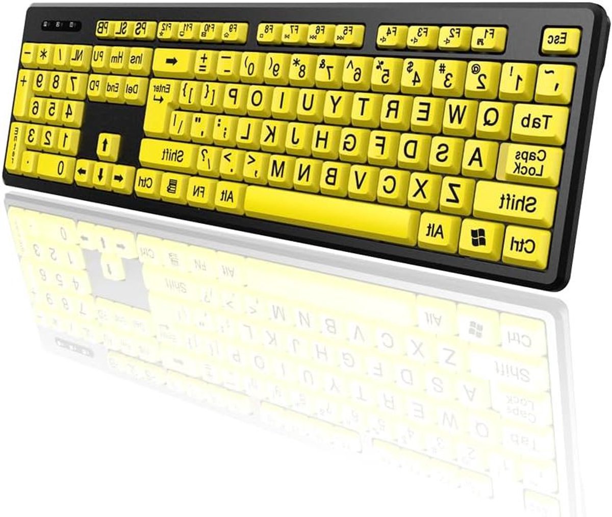 USB-toetsenbord voor senioren - Grote letters, geel karakter, splash-proof