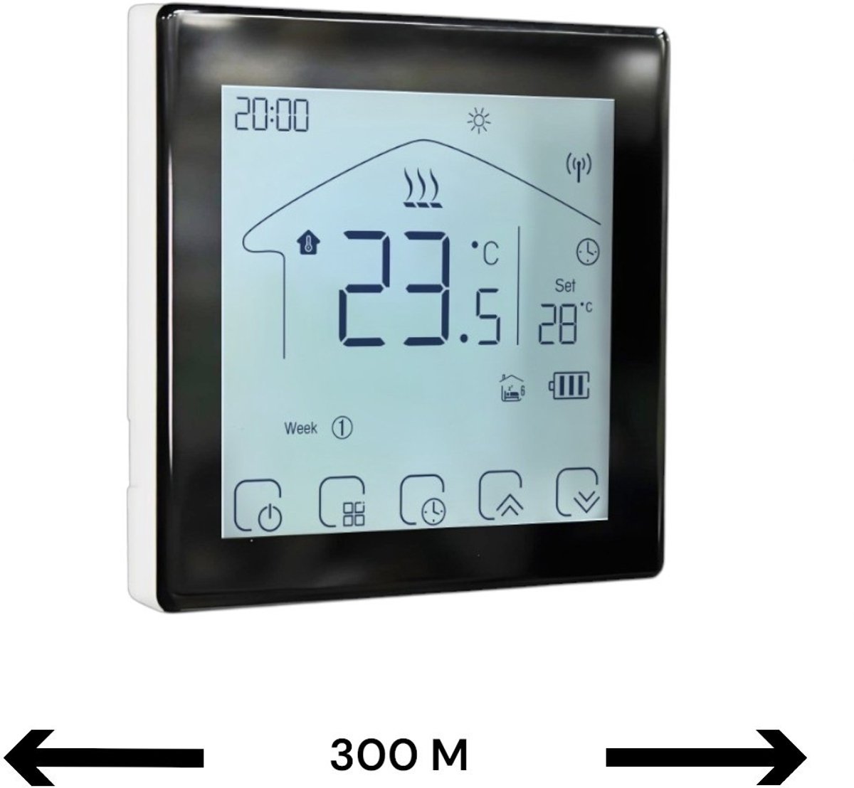 Thermostaat | Wifi | Touchscreen bediening | Inbouwmontage | Programmeerbaar | Tuya Smart Life | Google Home en Alexa | Zwart