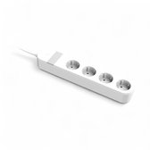 Witte stekkerdoos met 4 geaarde stopcontacten. Inclusief stekker en kabel.