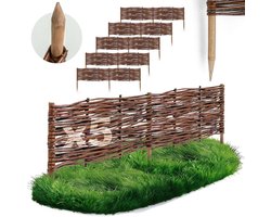BOGATECO Wilgen Beeteinfassung - Set van 5 Stuks - Diverse Maten - Flexibele Rasenkant & Steckzaun - Handgevlochten Tuinafscheiding | 120 cm x 20 cm