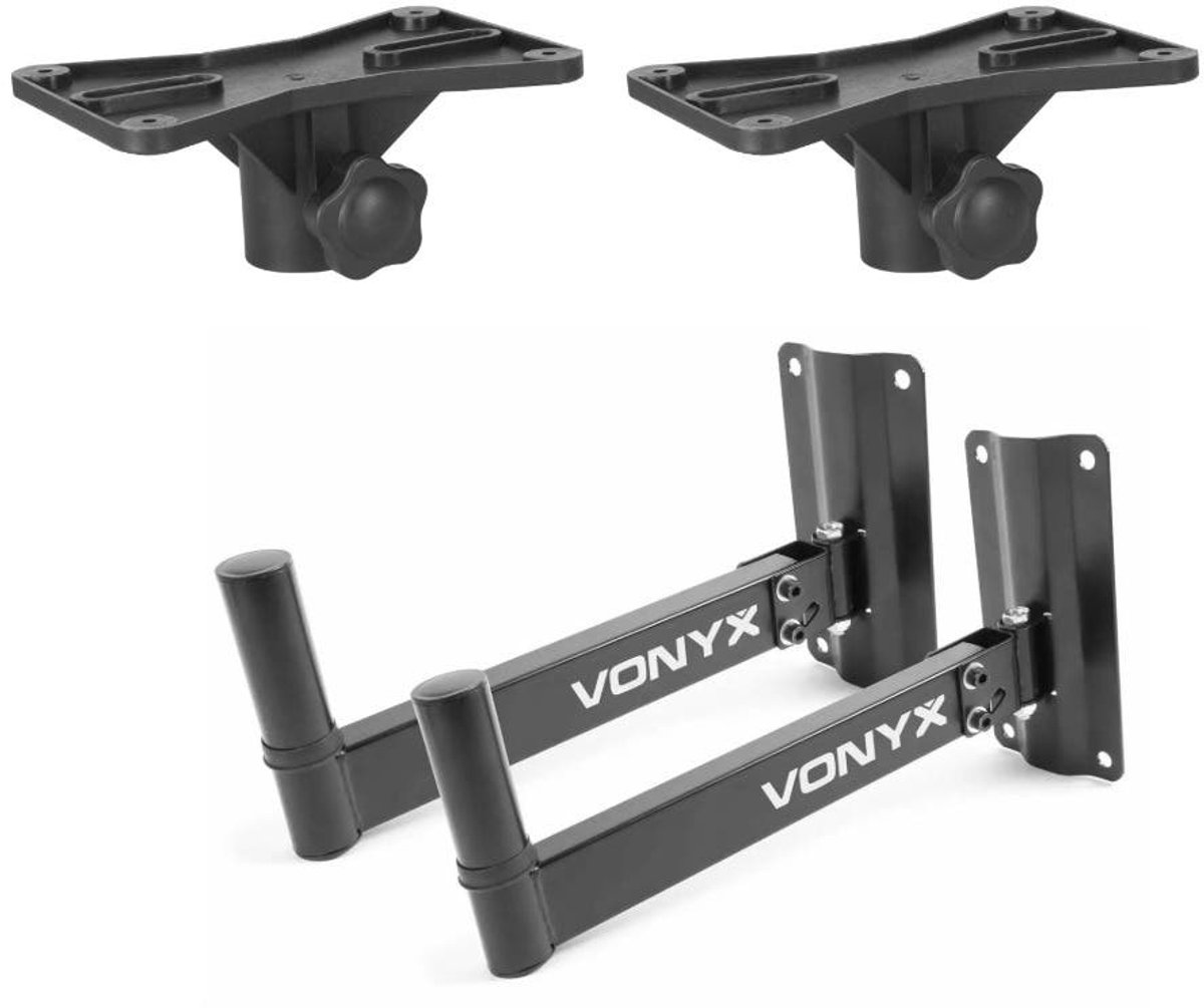 Vonyx WMS-02 verstelbare speaker muurbeugels set met tophat plateau's - max. 25kg