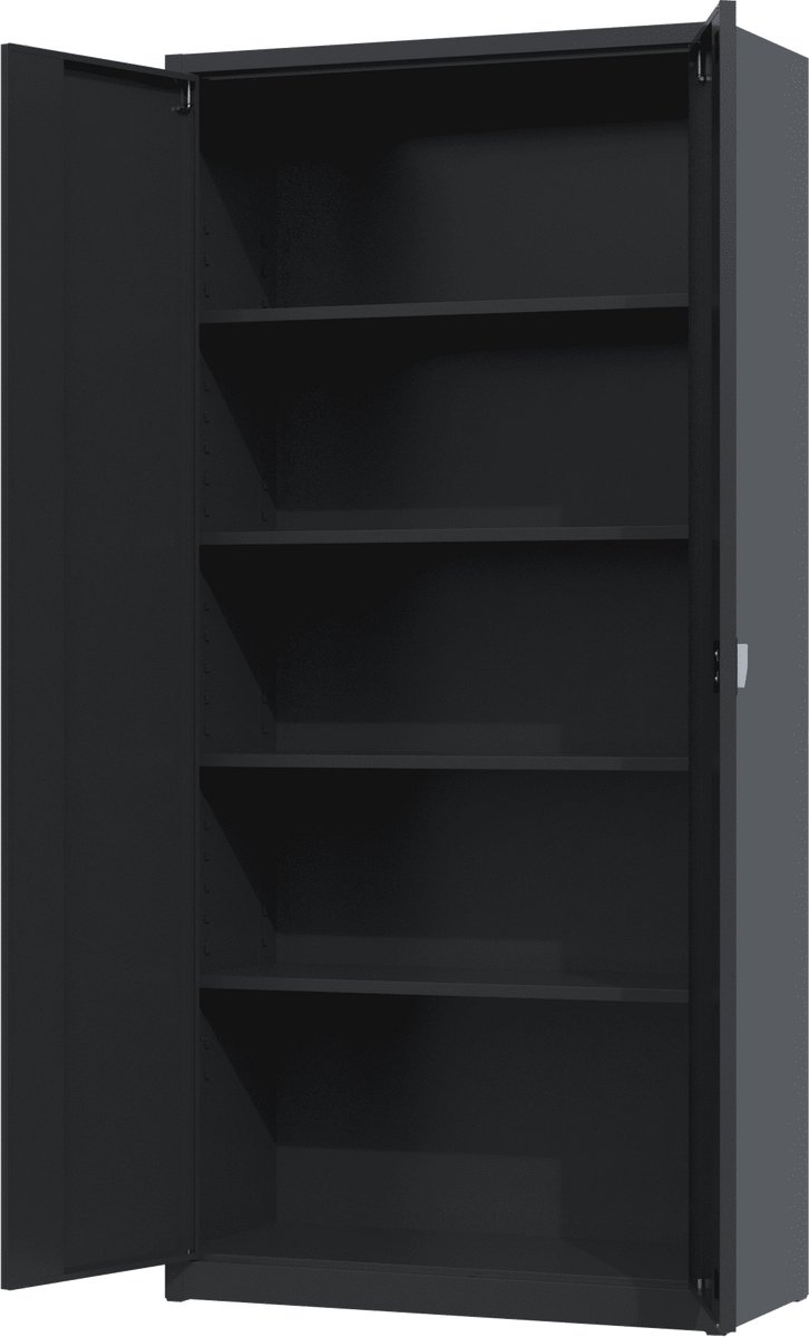 Povag Archiefkast met slot - Kantoorkast - Metalen kast - 195x92x42 cm - Zwart