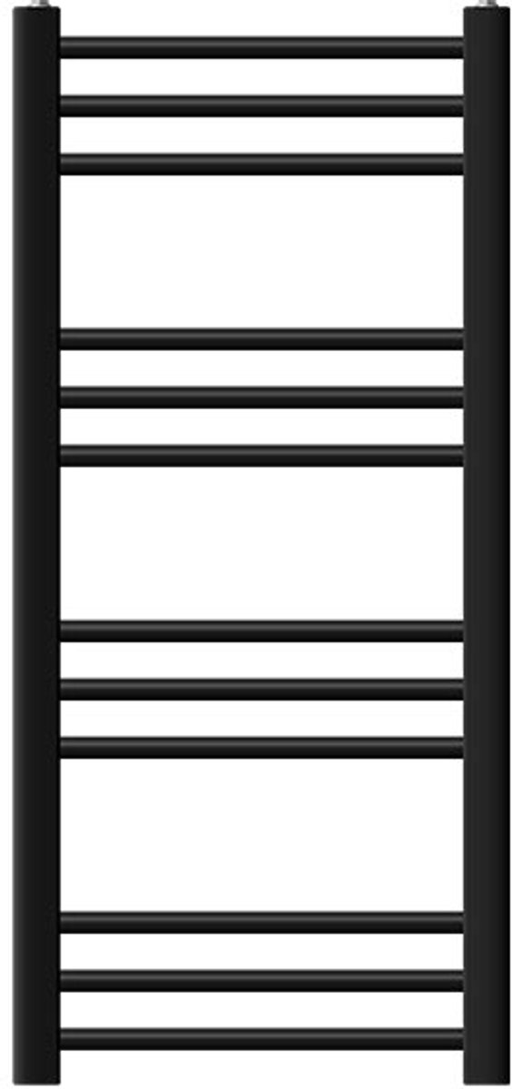 LuxeBath Elektrische Badkamerradiator Sahara 400x800 mm Zwart Gebogen met Zijaansluiting en 300W Verwarmingselement Thermostaat met Digitaal Display Handdoekradiator Handdoekverwarmer Droge