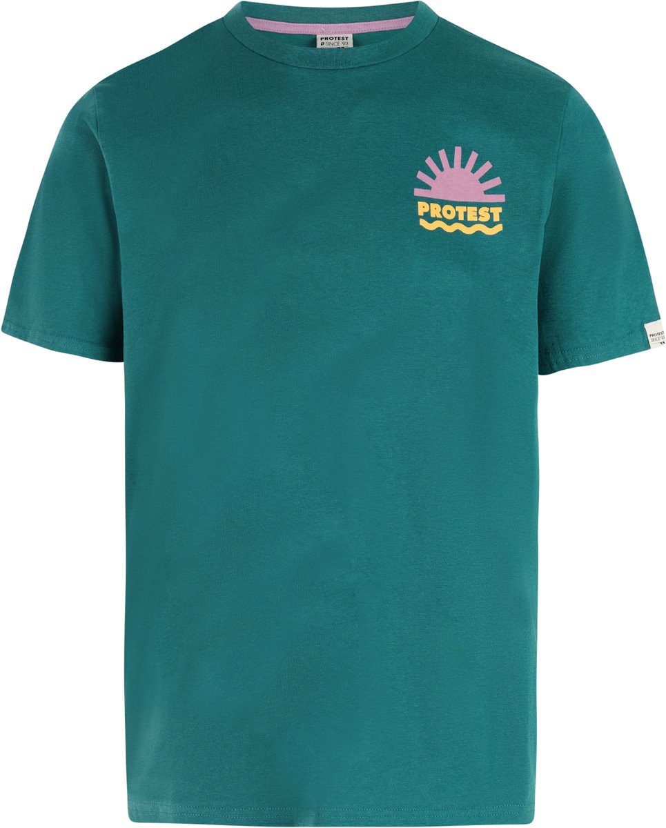 Protest PRTRenhold T-shirt Heren Korte mouwen Ronde hals Normale pasvorm Crème Turquoise
