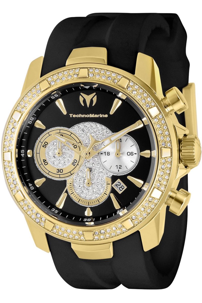 TechnoMarine UF6 TM-621011 Heren Horloge - Waterdicht - Analoog - Quartz Uurwerk - Roestvrij Staal met zwarte Wijzerplaat - 45mm