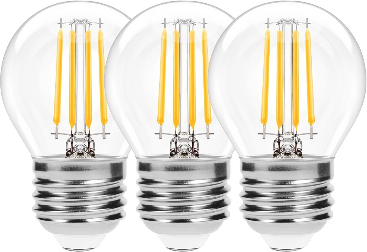 Set van 3 E27 LED Gloeilampen 6W Warm Wit 600 Lumen Glas Edison Stijl