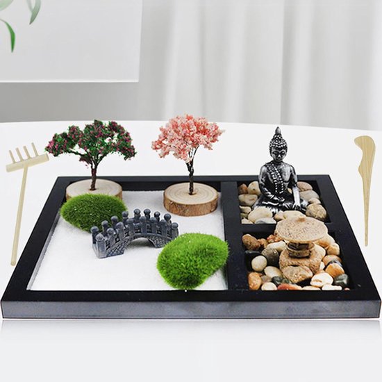 Decoratieve Miniatuur Tuinaccessoires met Rake voor Fairy Garden - DIY Kit voor Mini Landschap en Bonsai - Meditatie Cadeau met Mini Figuurtjes.