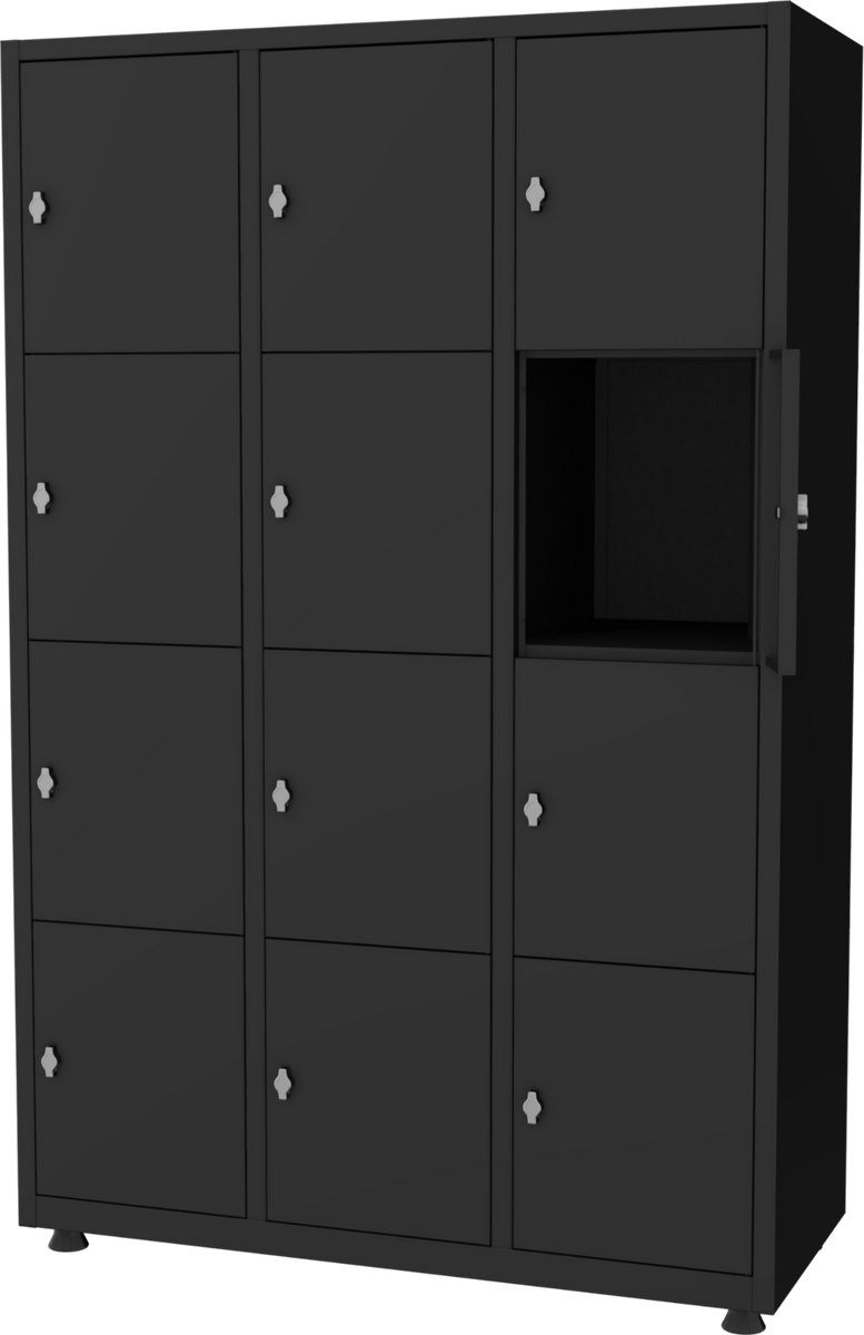 Lockerkast metaal - 12 lockers - 180x118,5x50 cm - Zwart