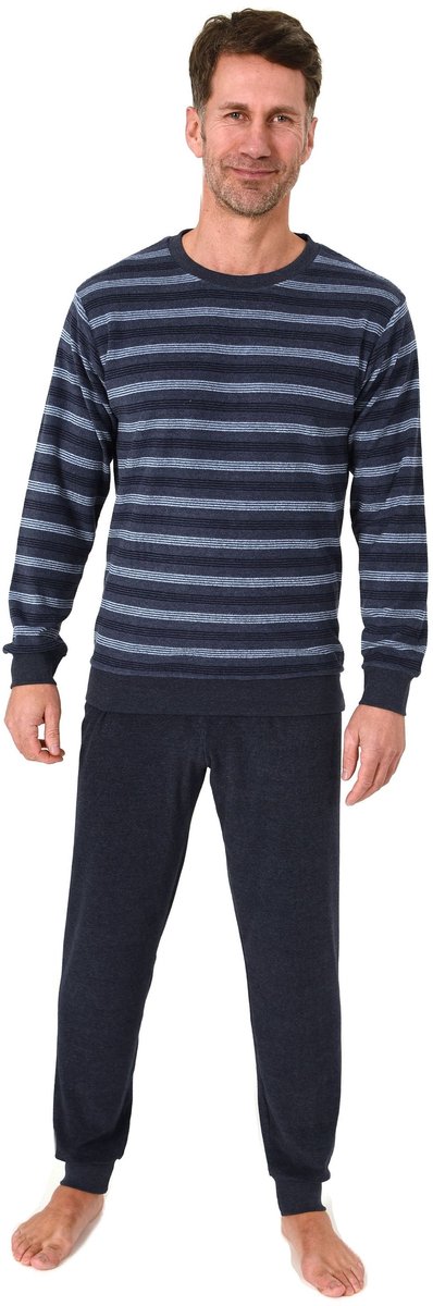 Heren pyjama in badstof met manchetten in een stijlvolle blokstreep-look - ook in oversize