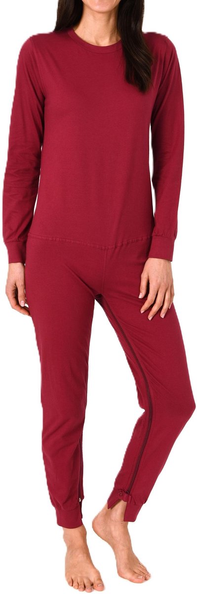Normann Voedingsoverall voor dames met lange mouwen, pyjama uit één stuk met been ritssluiting beere