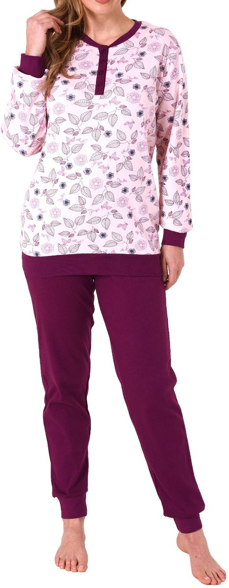 Normann Noble dames interlock pyjama lang met manchetten - ook in overmaten - 212 201 96 105 rosa