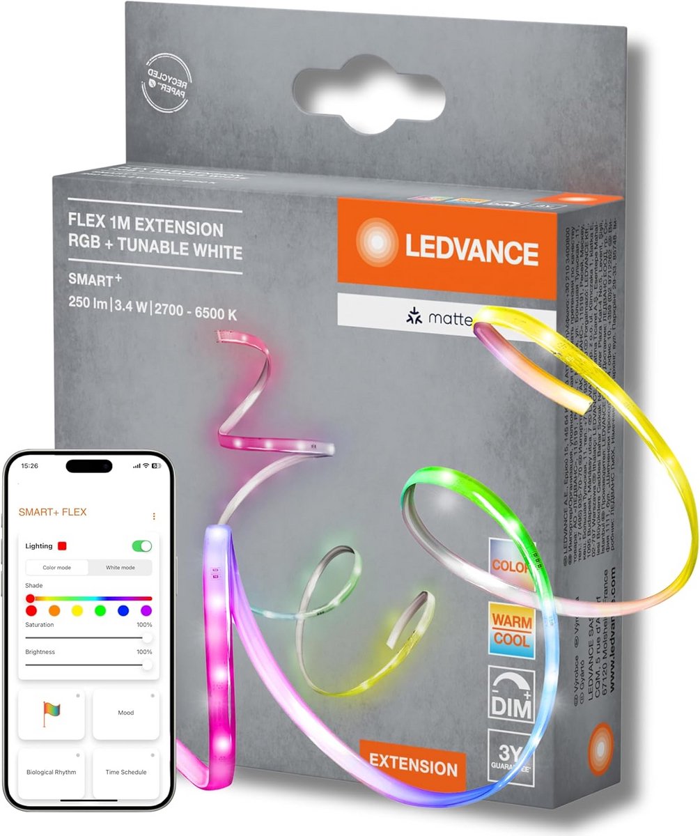 Uitbreidbare Slimme LED Strip RGBTW Kleurrijk en Wit Dimbaar 1 Meter