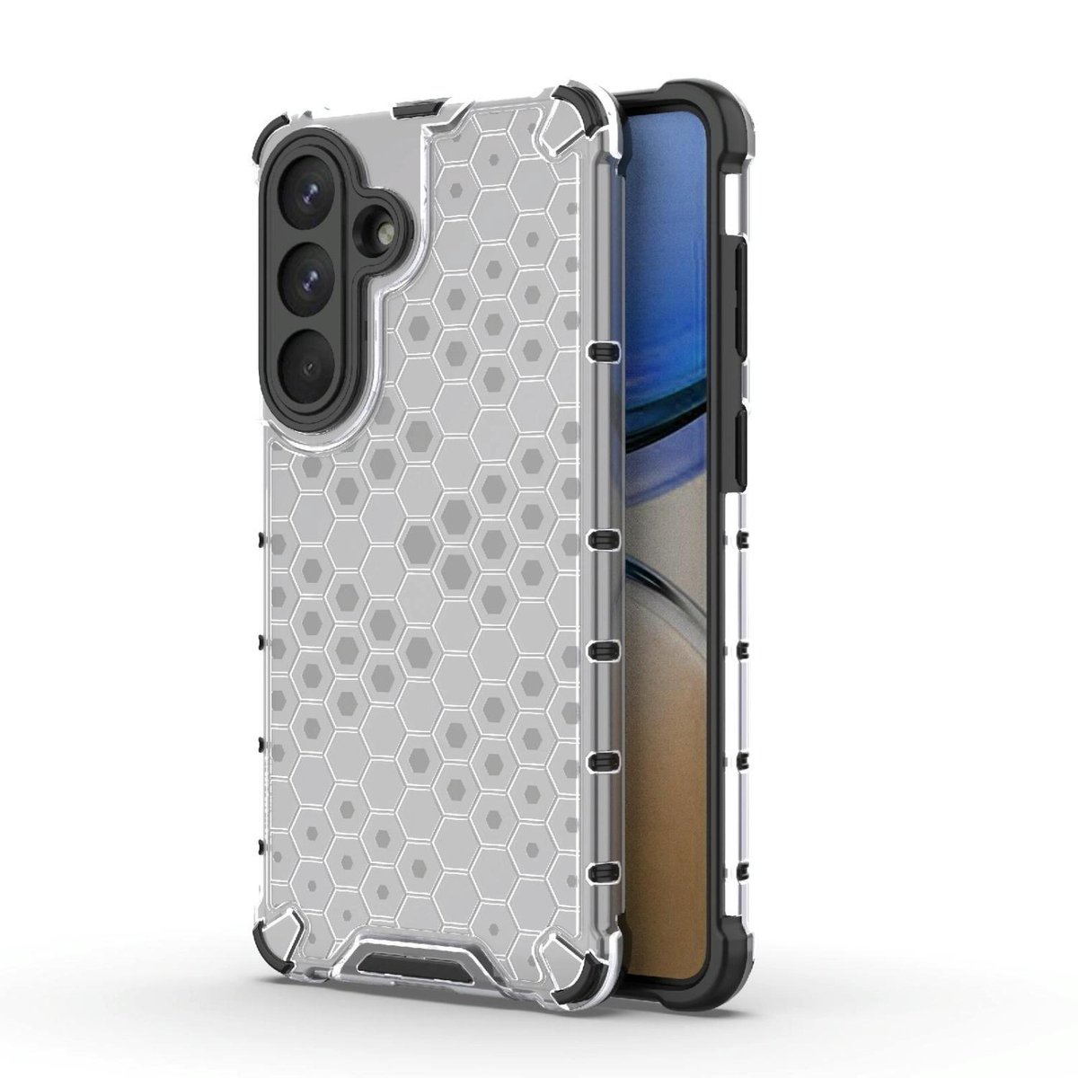 Mobigear Hoesje geschikt voor Samsung Galaxy S26 Plus Telefoonhoesje Hardcase | Mobigear Honeycomb Backcover Shockproof | Schokbestendig Galaxy S26 Plus Telefoonhoesje | Anti Shock Proof - Wit