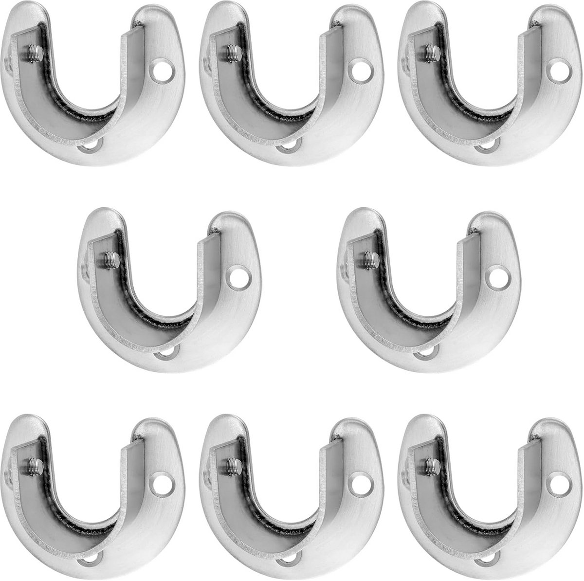 8 stuks Kledingkastrailbeugel RVS 25 mm Flensstanghouder Eindsteunen