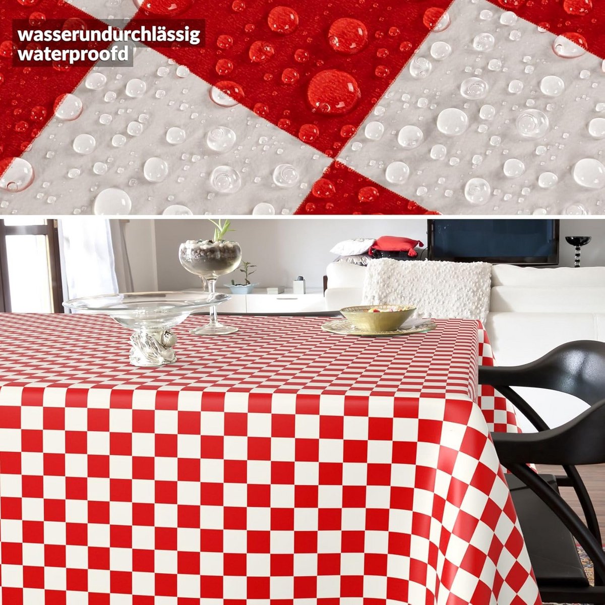Waterproof Tafelkleed Rood Geruit met Afgewerkte Rand 100x140 cm