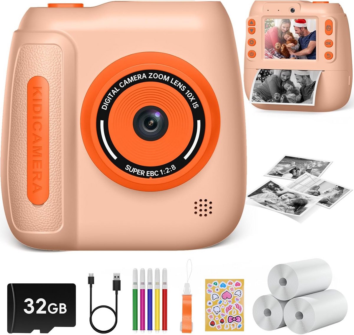 Instant Camera voor Kinderen met Printpapier en Kleurpotloden Cadeau Speelgoed