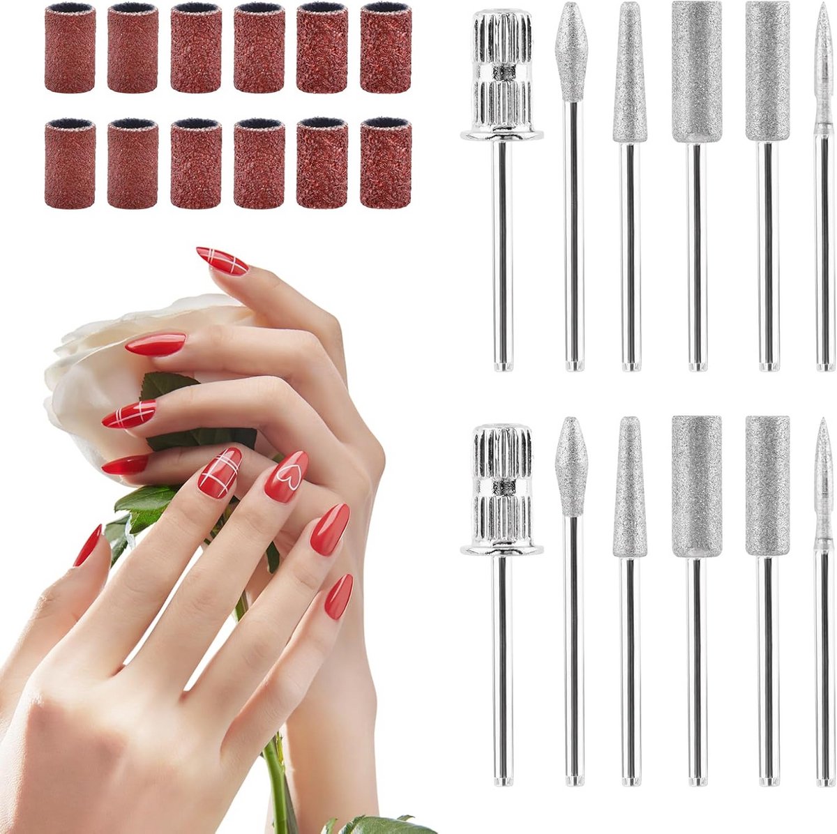 24-Delige Nagelboor Set met Schuurbanden voor Manicure, Pedicure en Acryl