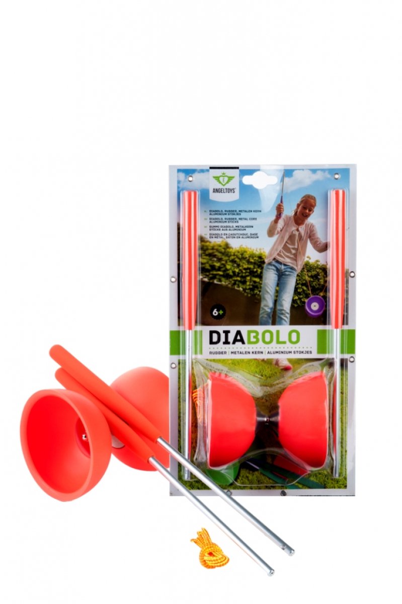 Angeltoys Diabolo Rubber Rood met metalen stokjes