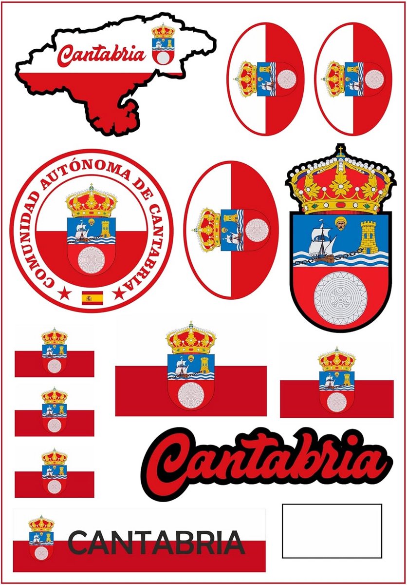 Sticker Set Spanje Cantabrië - Voor Auto, Motor of Bagage