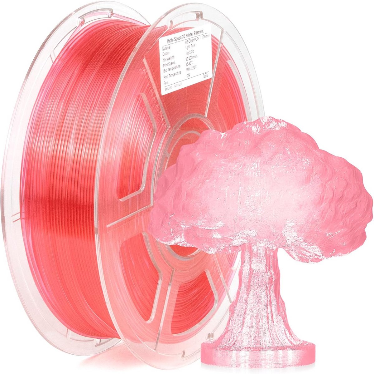Transparant PLA Filament 1,75 mm voor 3D-printer, Hoge Snelheid, 1 kg Spoel