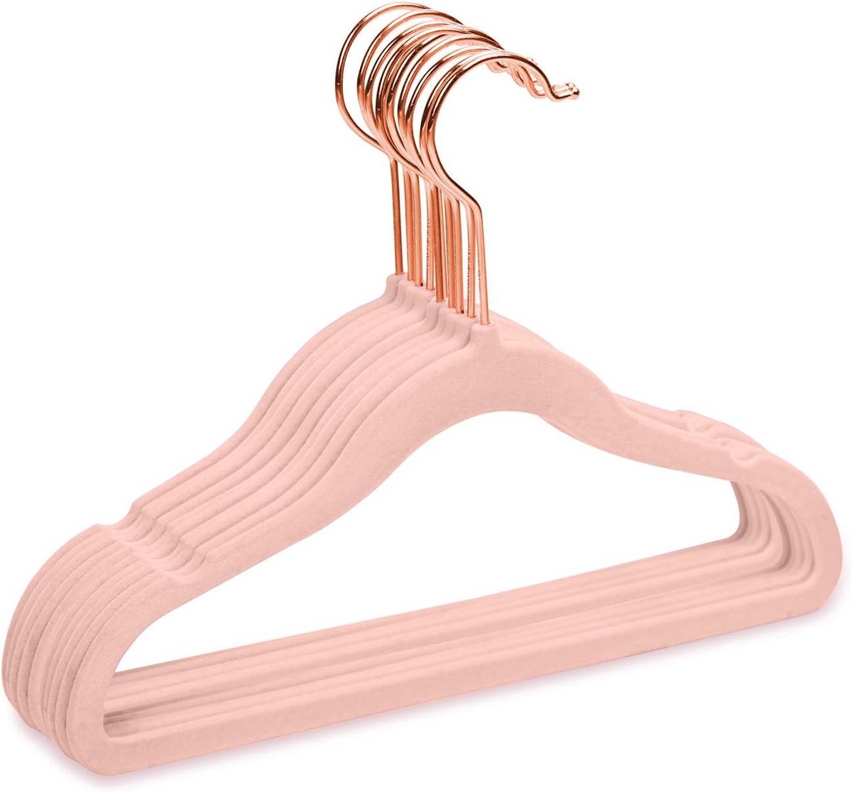 50 Stuks Fluvelen Kledinghangers Kinderen Roze - Slim & Antislip Kastruimte Besparen