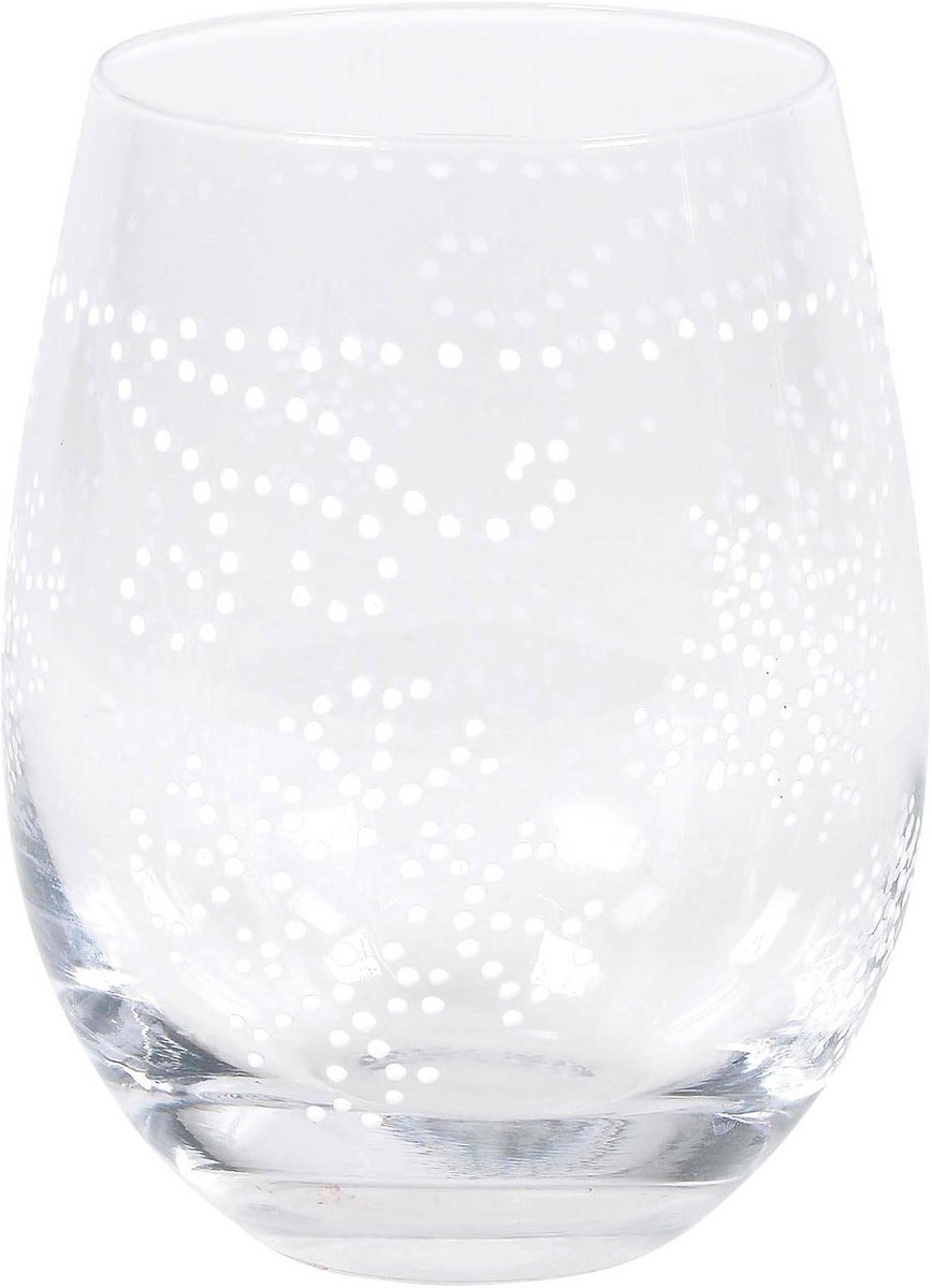 Grote Glazen Beker met Handgeschilderde Sneeuwvlokken - 532 ml Stamloos Drinkglas