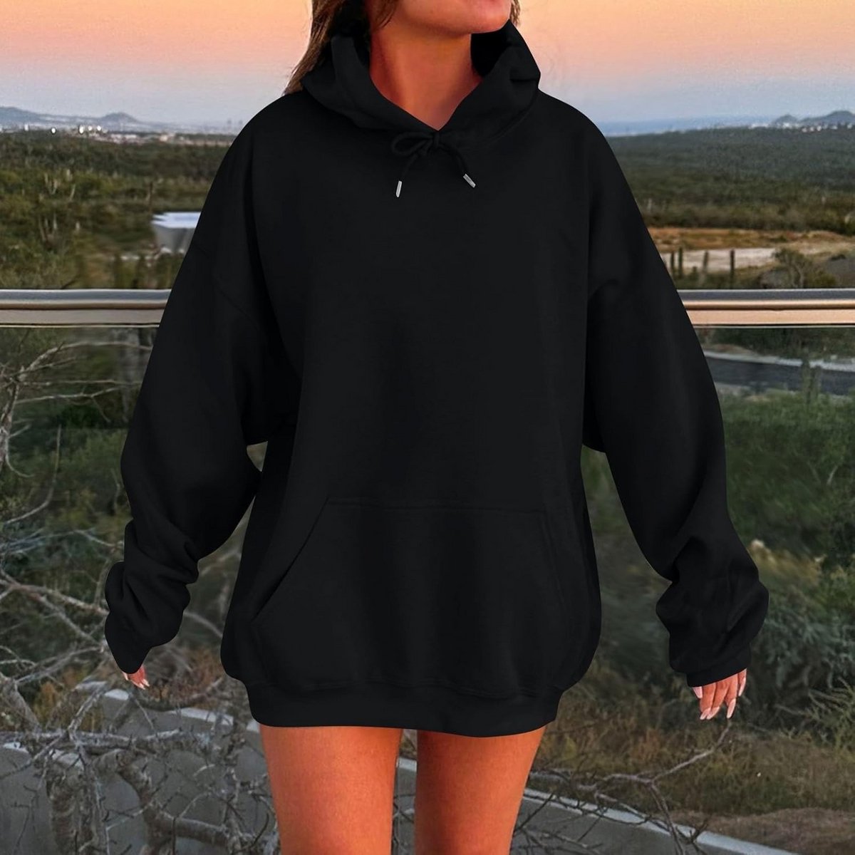 Oversized Dames Hoodie Pullover met Lange Mouwen en Zakken