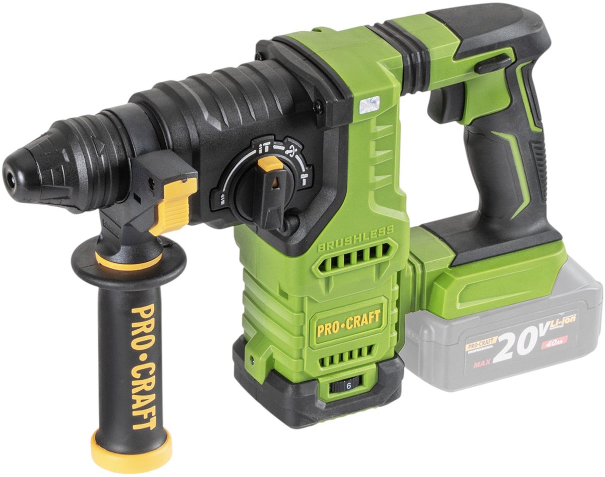 Procraft PHA30bb accu-boorhamer 20 V 2,8 J SDS plus Brushless Solo - zonder accu, zonder oplader