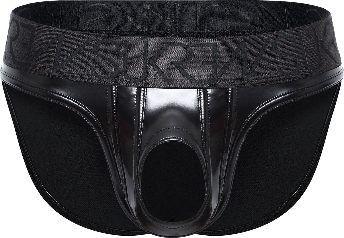 SUKREW FETISH Wet Look U-Style Brief Fetish Black - MAAT XXL - Erotisch Heren Ondergoed - Slip voor Man - Sexy mannen Slip