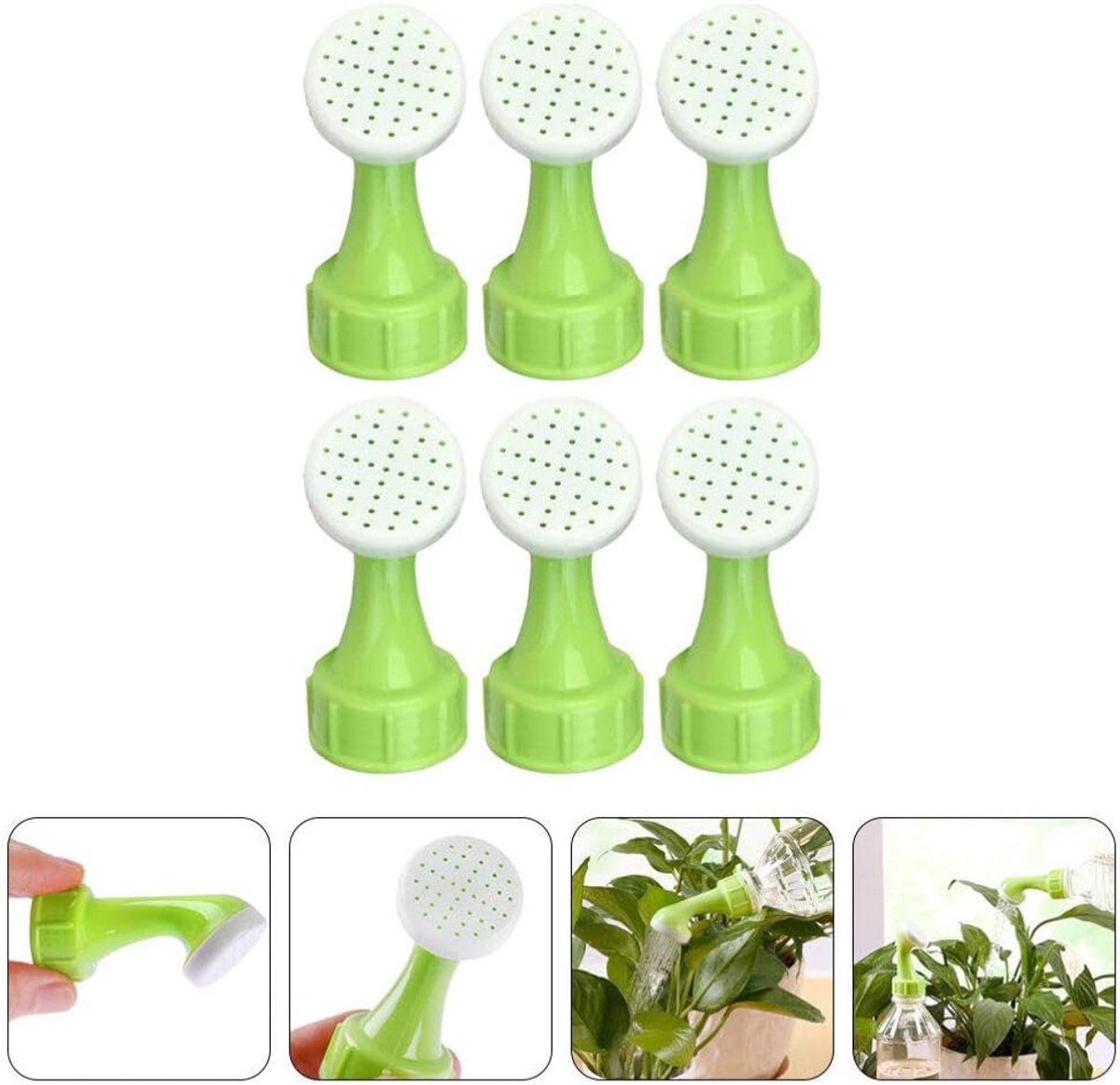 Gieter - Geschikt voor diverse flessen met een opening van circa 2,2 cm - Ideaal voor bonsai, kamerplanten, tuinbloemen en decoraties - Groen - 6 st