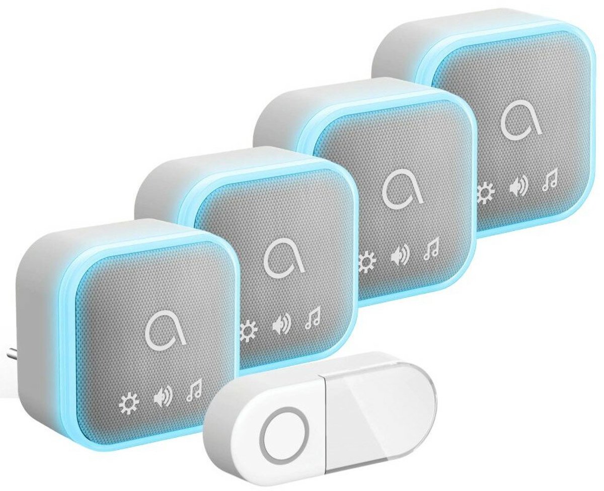 Avidsen 102512-4 Sona-T Plug-In draadloze deurbel met 4 ontvangers voor stopcontact