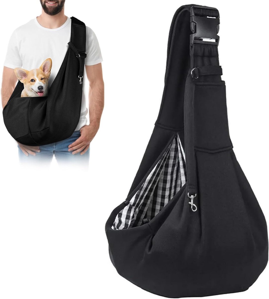 VIN® Honden Draagtas - Draagzak - Hondentas - Draagzak Hond Tot 7 kg – Dierendraagtas - Hondendraagzak – Enkele schouderriem – Inclusief Opbergruimte - Zwart