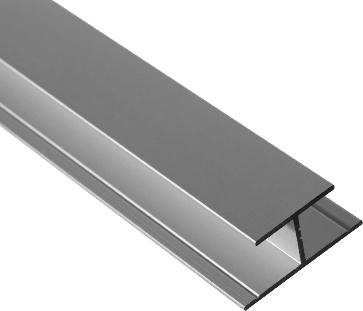 S-Polytec Aluminium H-profile, aluminium connection profile, aluminium profile H for HPL sheets 6 mm and 8 mm, anodised, various lengths and sizes (1, H-profile 8 mm (1 m)), silver