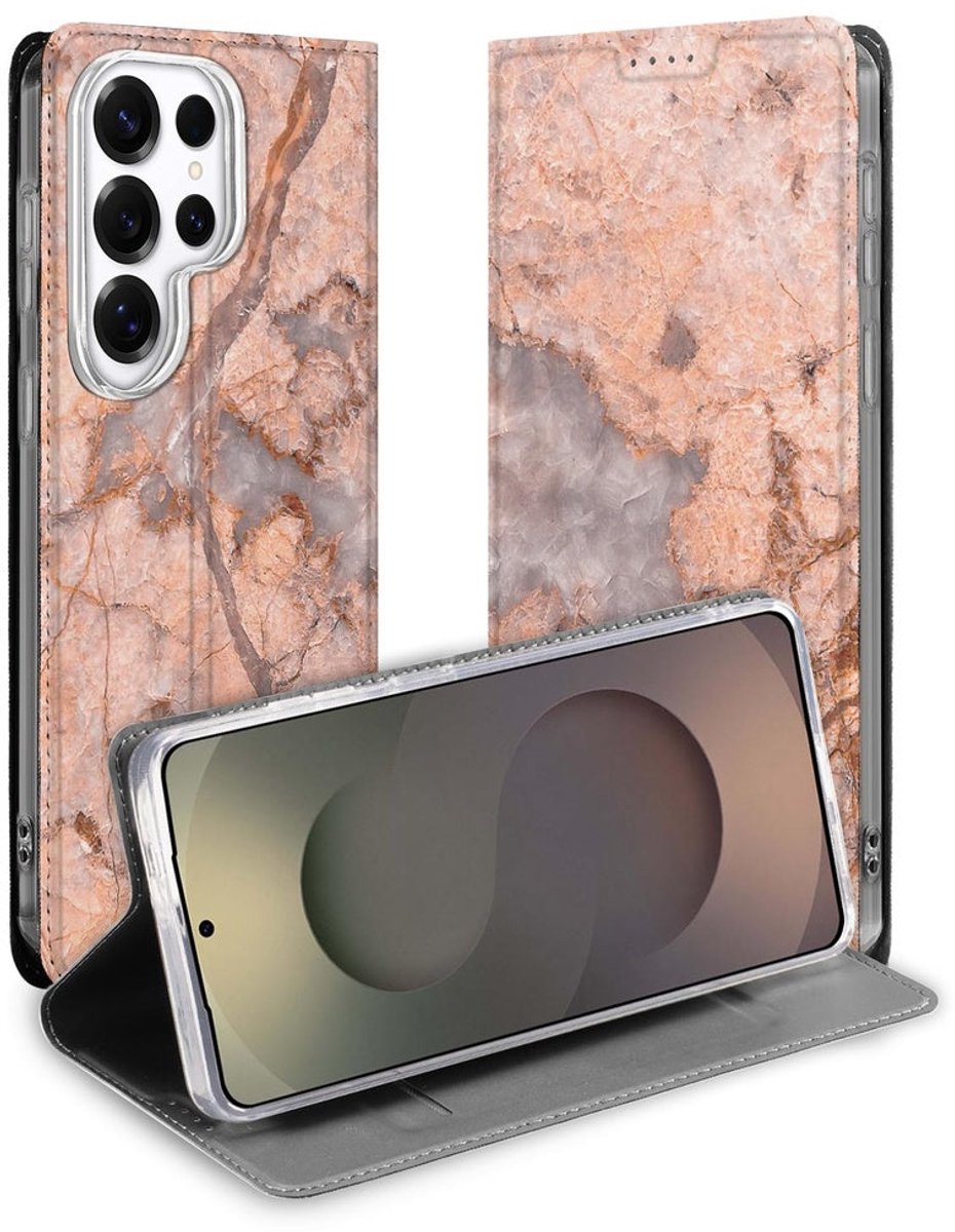Book Wallet Case Samsung Galaxy S26 Ultra Marmer Oranje