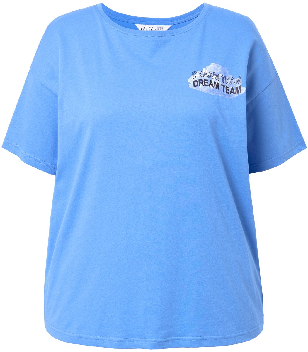 Studio Untold - Dames - T-shirt oversized model Dream-print - Jeansblauw - Maat 50+